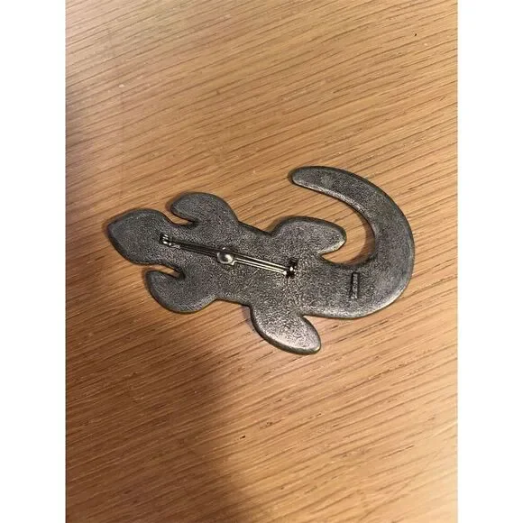 Vintage Navajo Silver Turquoise Gecko Lizard Pin by JJ Jonette - Native American